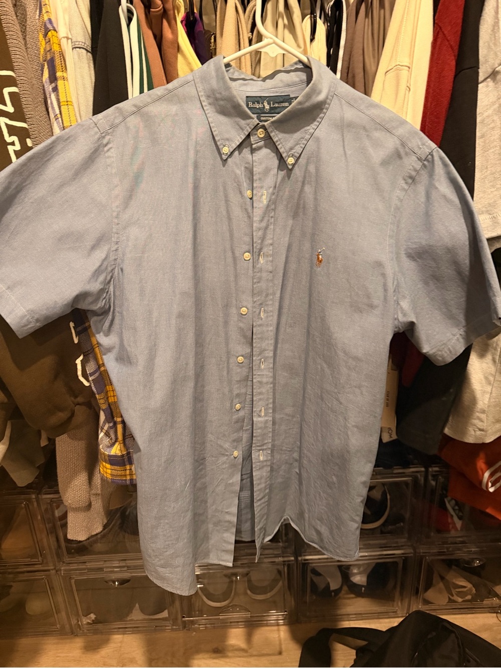 Polo Ralph Lauren Custom Fit Blue Oxford Short-Sleeve Shirt